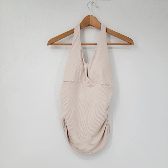 Ogl Move Airy Brami Nude Beige Halter Top Size Small Minimalist Wardrobe Basics - Picture 1 of 12